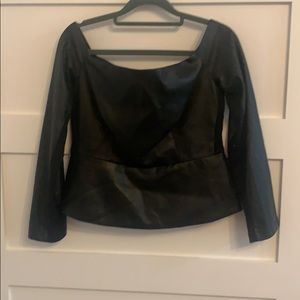 Off the shoulder leather peplum top